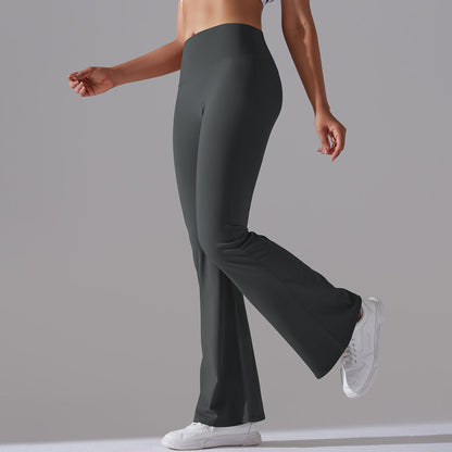 Damen Fitnesshose Flared High-Waist Sportleggings für Training