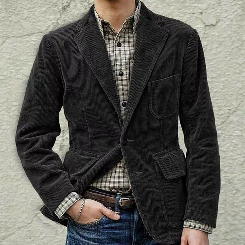 Herren Cordanzug Set mit Weste und Jacke Elegantes 2-teiliges Sakko