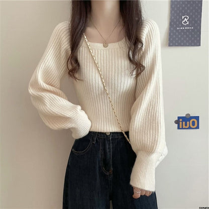 Damen Rippstrickpullover Weite Ärmel Norvielle - Norvielle