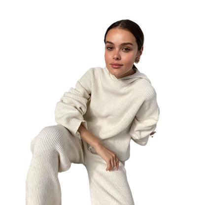 Damen Lounge-Set mit Kapuze und weitem Hosenbein Norvielle