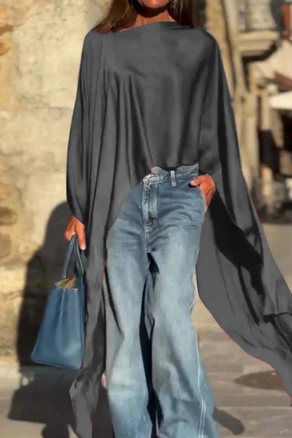 Damen Oversized-Oberteil Fließender Schnitt Norvielle