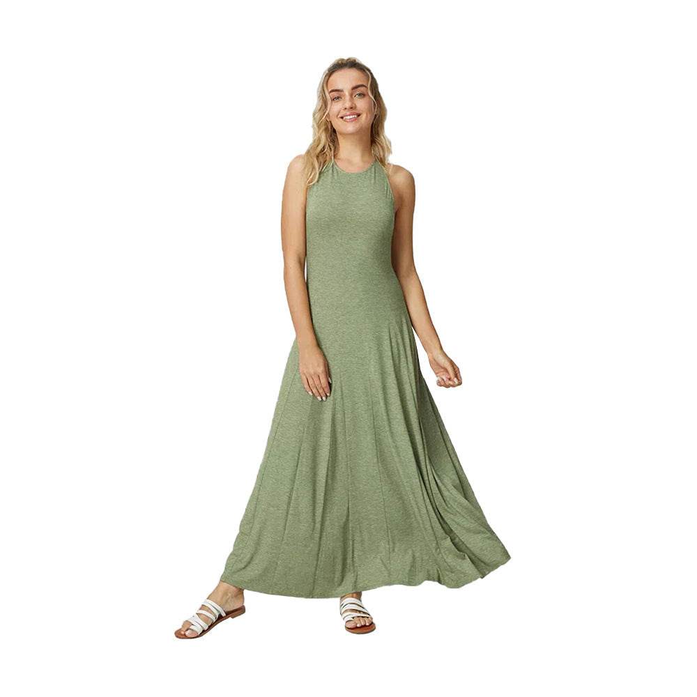Damen Maxikleid Rundhalsausschnitt Fließend Elegant Norvielle