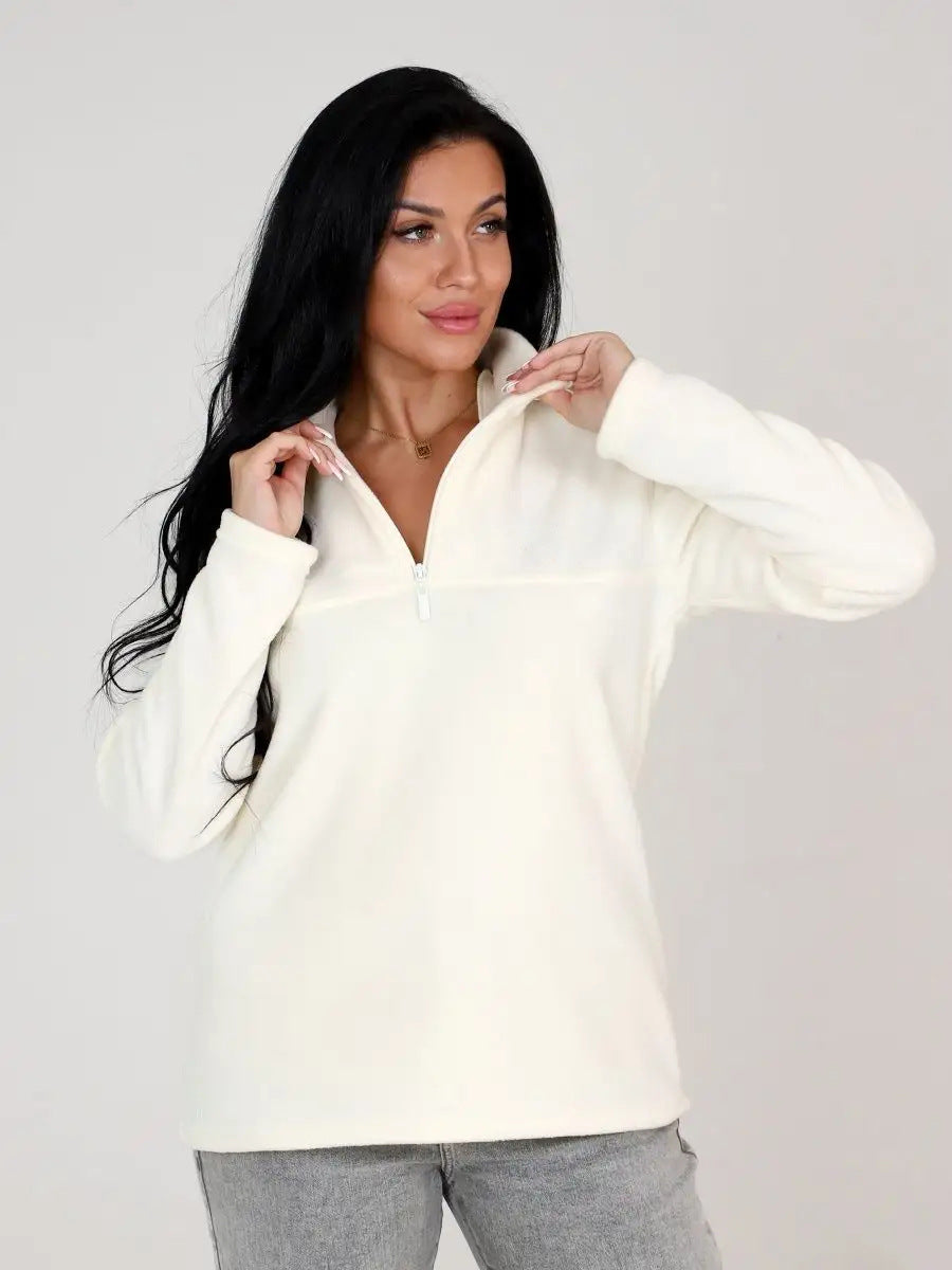 Damen Fleece Pullover Stehkragen Halbzipp Norvielle