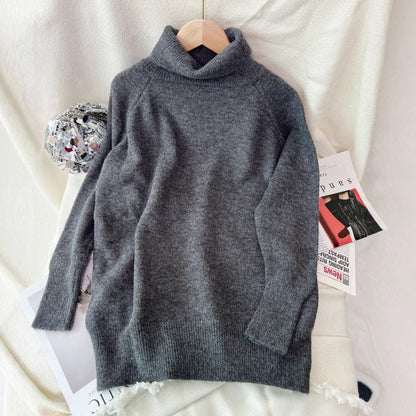 Damen Pullover Weicher Cashmere-Mischung Hoher Kragen Beige