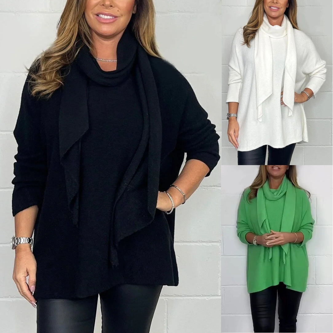 Damen Pullover Relaxed Fit mit Schal Norvielle - Norvielle