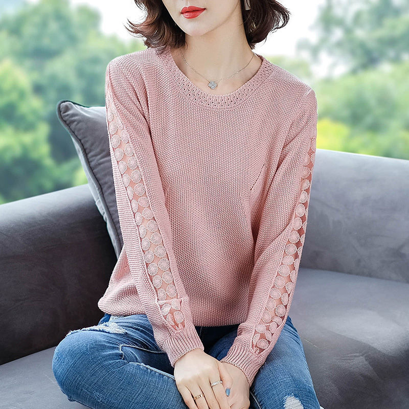 Damen Strickpullover Lochmuster Norvielle