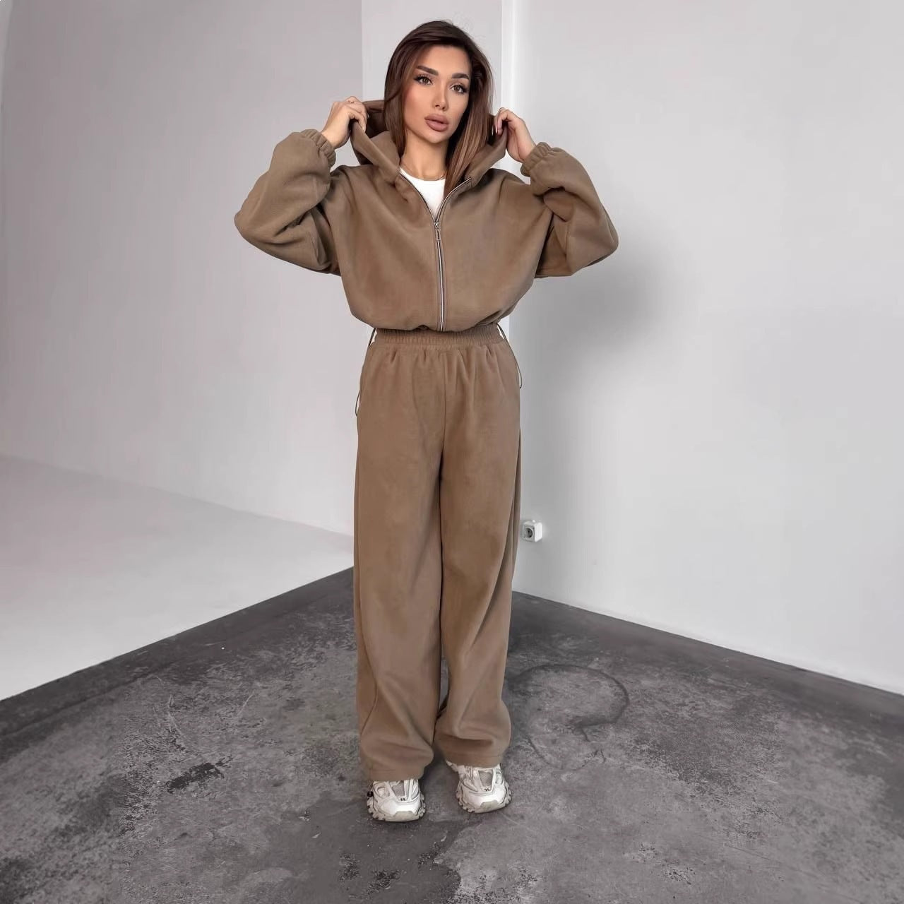 Damen Fleece Hoodie Jogginghose Set