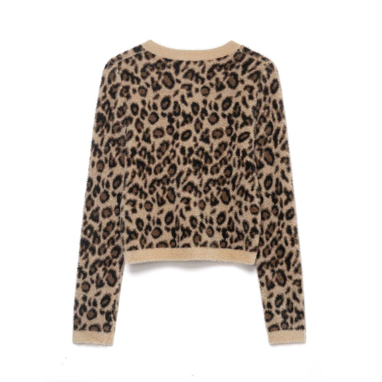 Damen Pullover Leopardenmuster Kuschelfleece