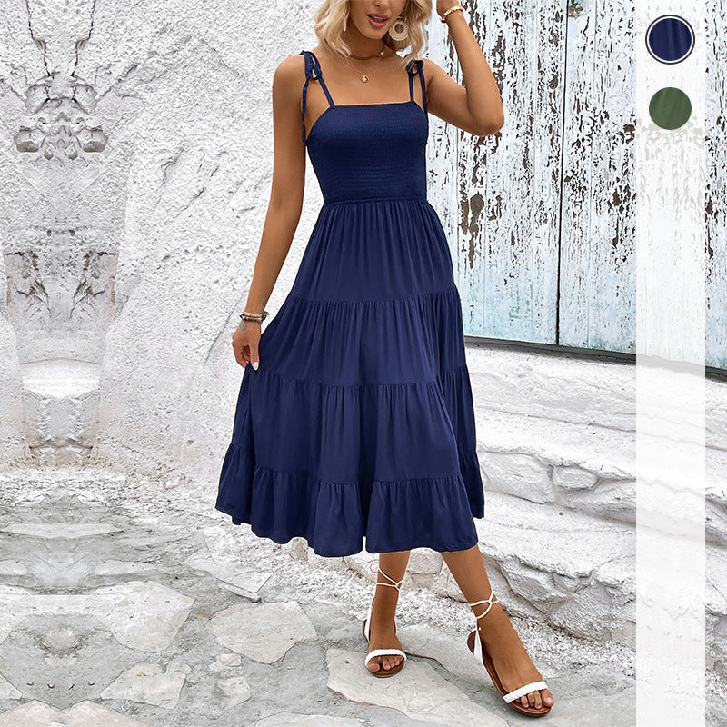 Damen Maxi-Kleid Luftiger Rüschensaum Verstellbare Träger Norvielle - Norvielle