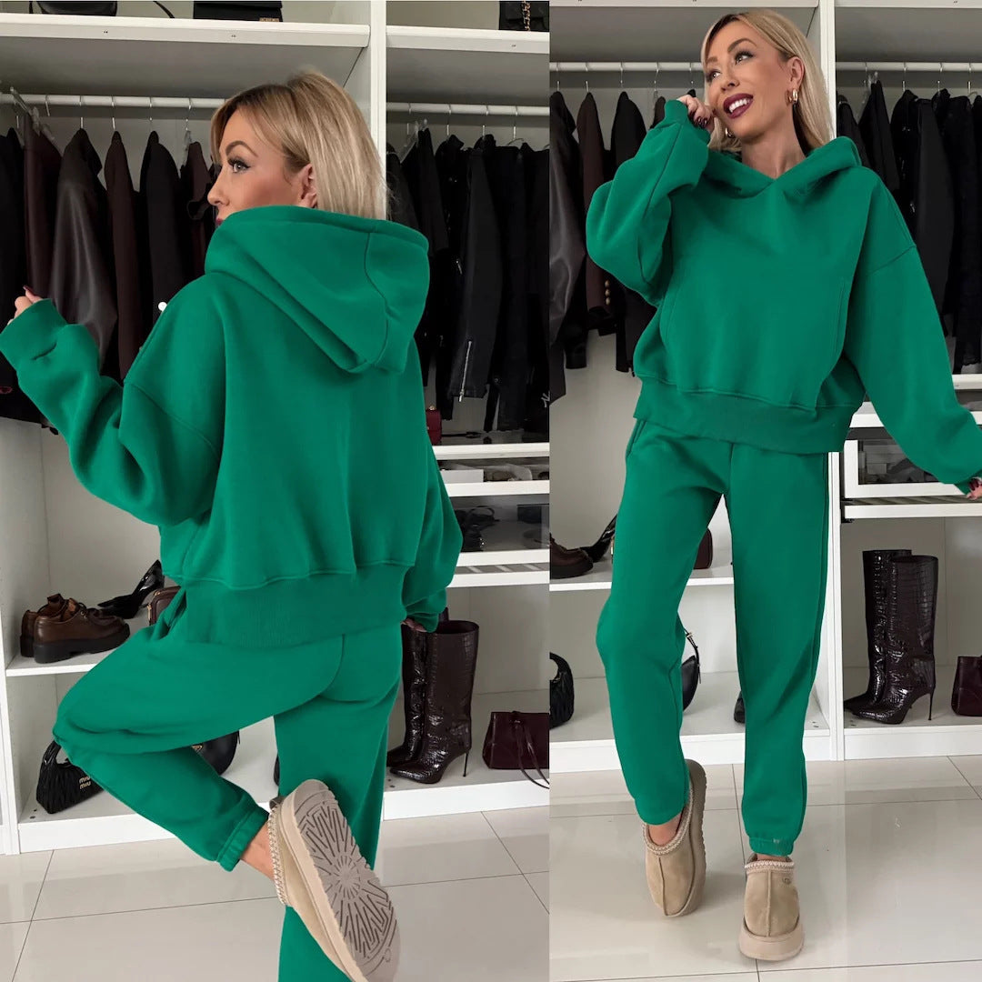 Damen Fleece-Loungewear-Set mit Kapuze elastischer Bund Norvielle - Norvielle