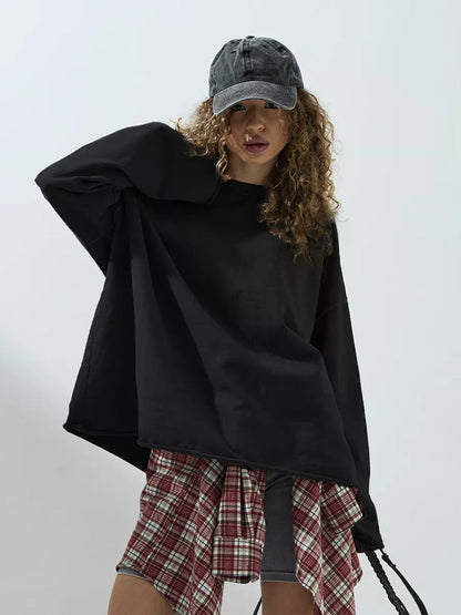 Damen Sweatshirt Übergroß Langärmlig Rundhalsausschnitt Norvielle