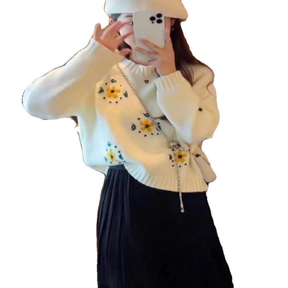 Damen Strickpullover Floralmuster Norvielle