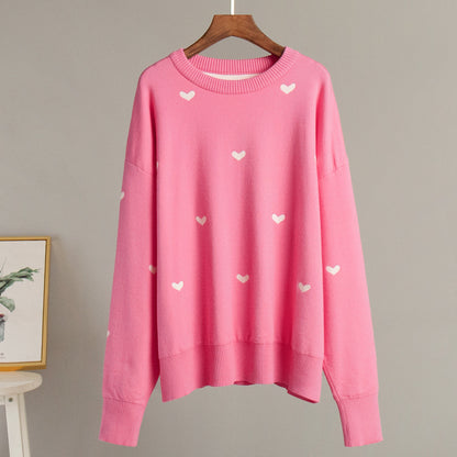 Damen Oversized Pullover Herzmuster Weich Norvielle