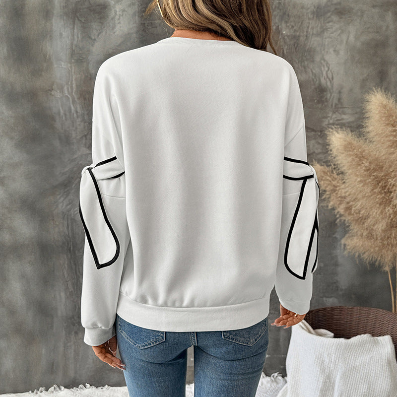 Damen Sweatshirt Streifen Norvielle Schleifendesign