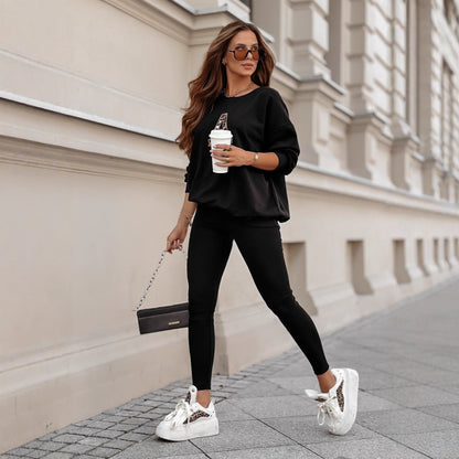 Damen Sweatshirt Leoprint Lässiger Schnitt Norvielle