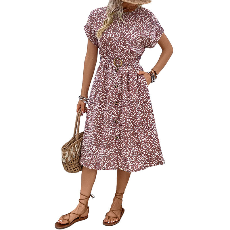 Damen Midi-Kleid Elastisch Mit Knöpfen Norvielle