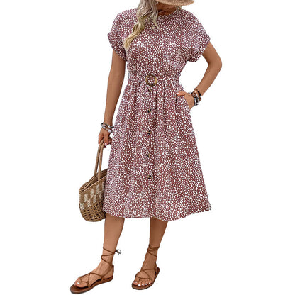 Damen Midi-Kleid Elastisch Mit Knöpfen Norvielle