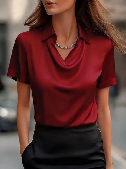 Damen Satinbluse Weich Norvielle Eleganter Kragen