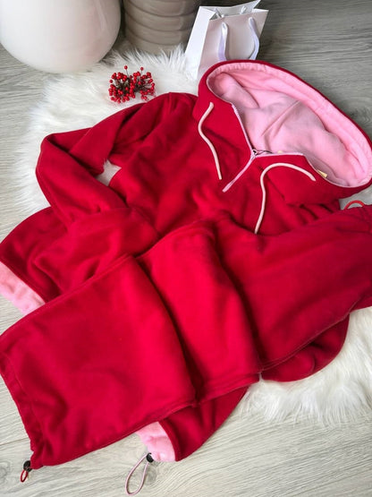 Damen Fleece-Jogginganzug Hochkragen Kordelzug Norvielle