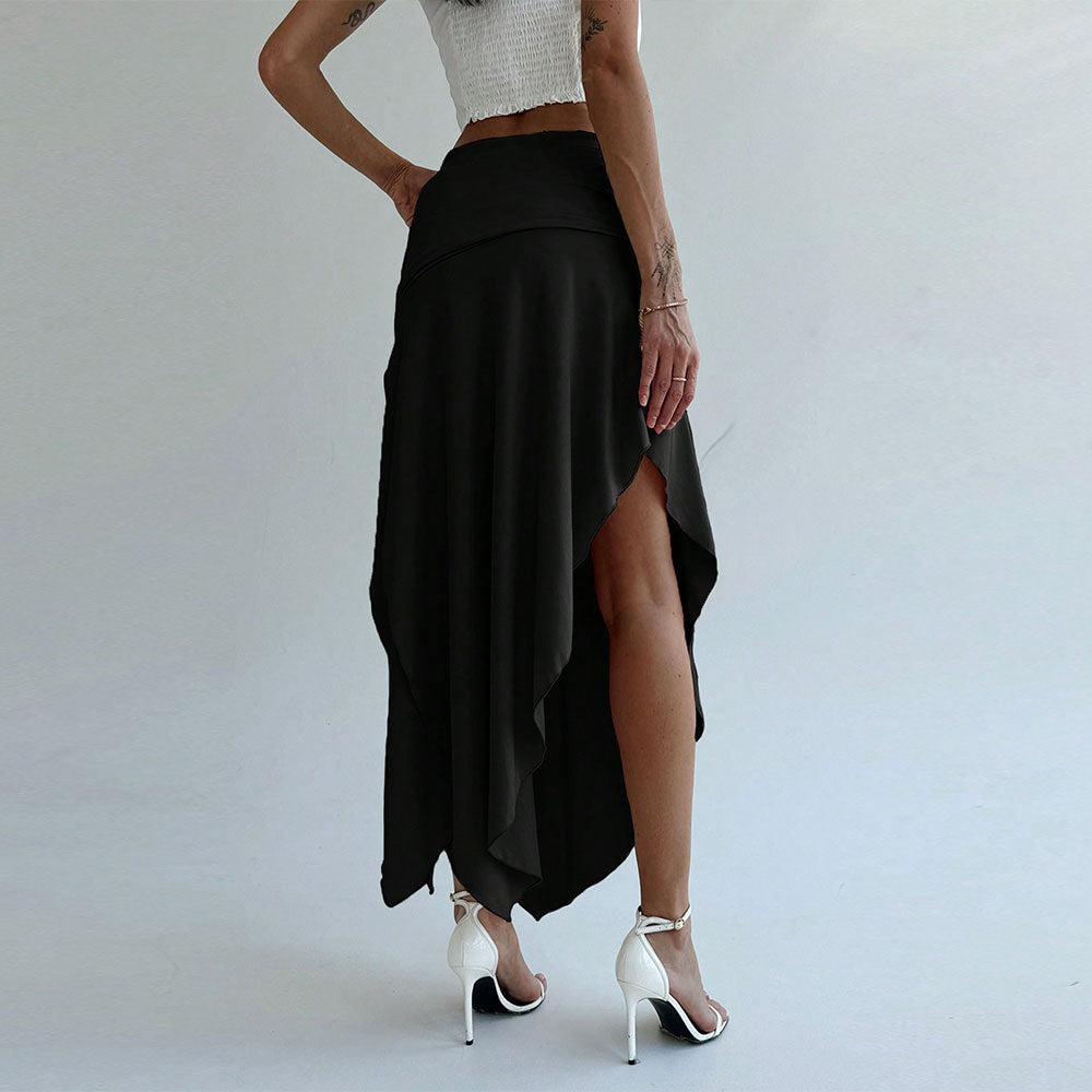 Damen Asymmetrischer Maxirock Elegante Raffung