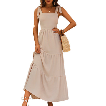 Damen Maxikleid Verstellbare Träger Rüschendetails Norvielle