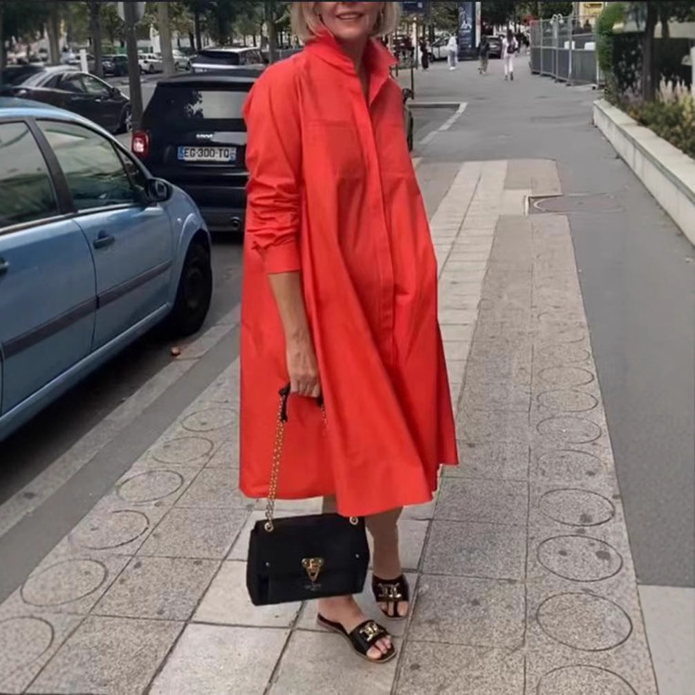 Damen A-Linien Hemdkleid mit Taschen Norvielle