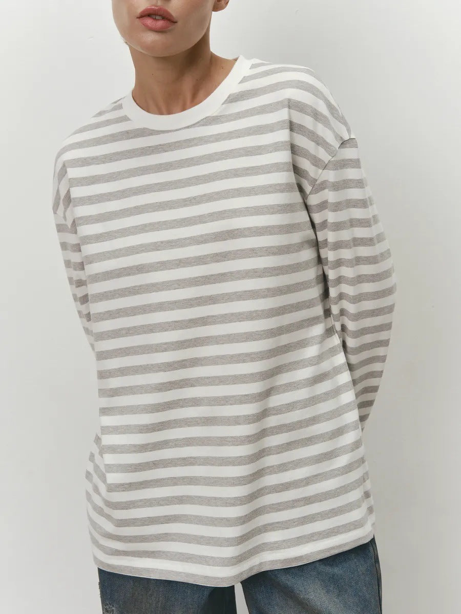 Damen Streifen T-Shirt Langärmlig Norvielle