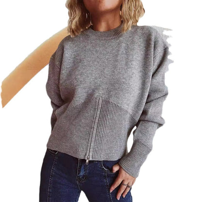 Damen Pullover Strukturiert Reißverschluss Locker Norvielle
