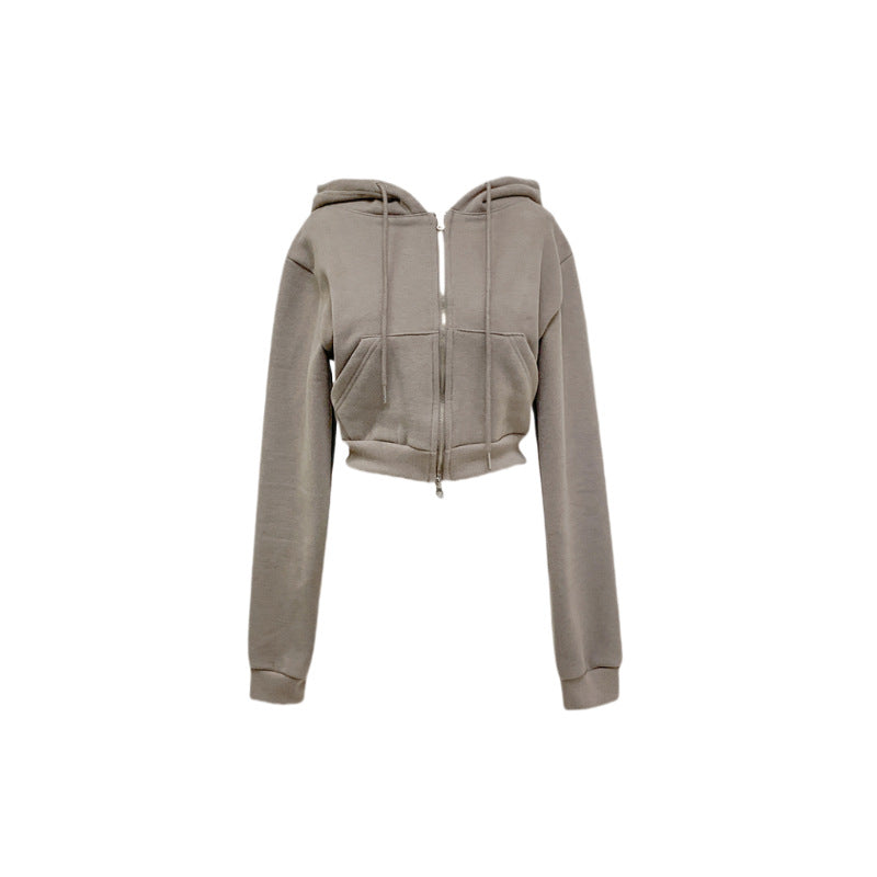 Damen Sport Crop-Set Kleid Kapuzenjacke