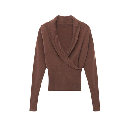 Damen Wickelpullover Breiter Rippbund Norvielle