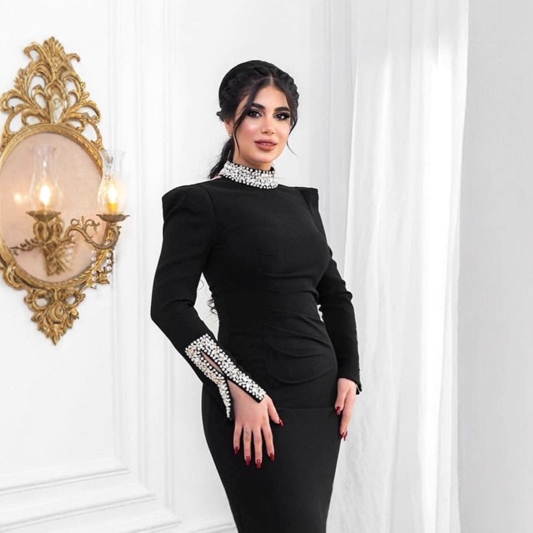 Damen Abendkleid Schimmernd Hohem Schlitz Norvielle