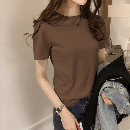 Damen T-Shirt Baumwolle Rundhals Bequem