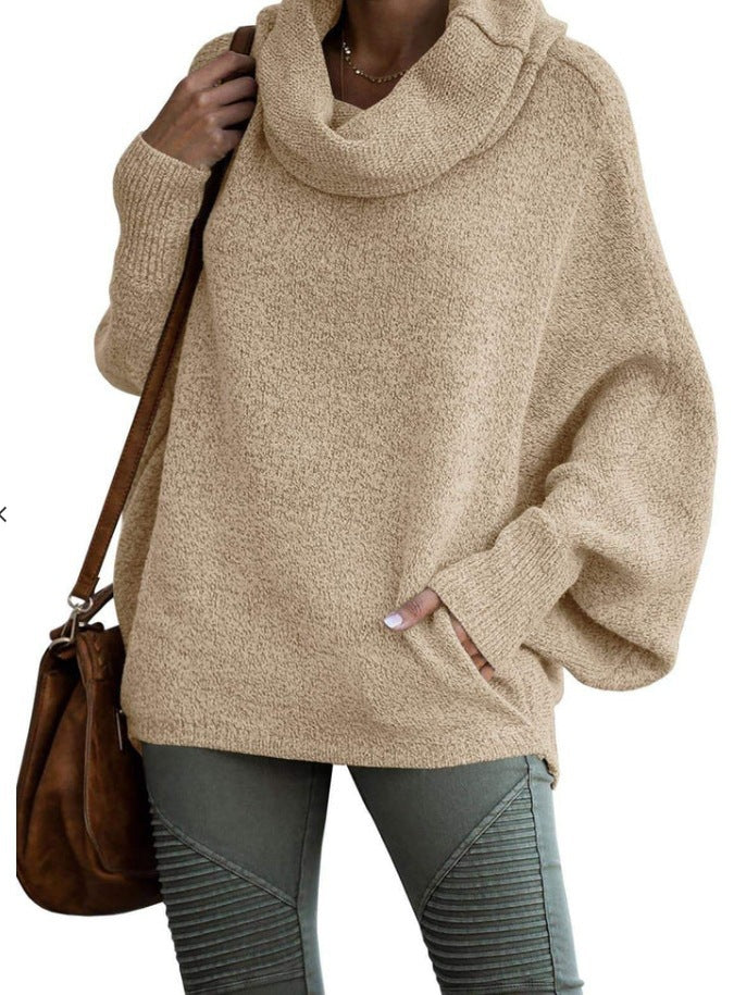 Damen Rollkragenpullover Weite Ärmel Norvielle
