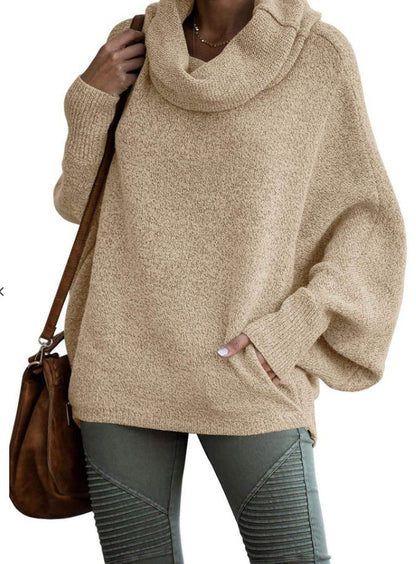 Damen Rollkragenpullover Weite Ärmel Norvielle