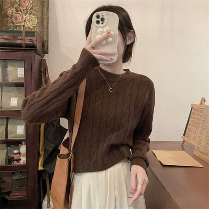 Damen Grobstrickpullover Strukturiertes Zopfmuster Lässiger Schnitt