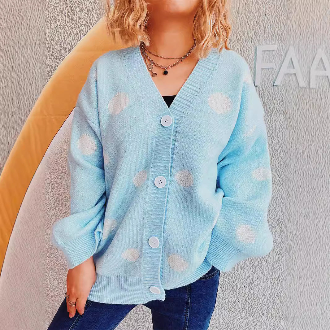 Damen Strickcardigan Bequem Punktedesign Norvielle