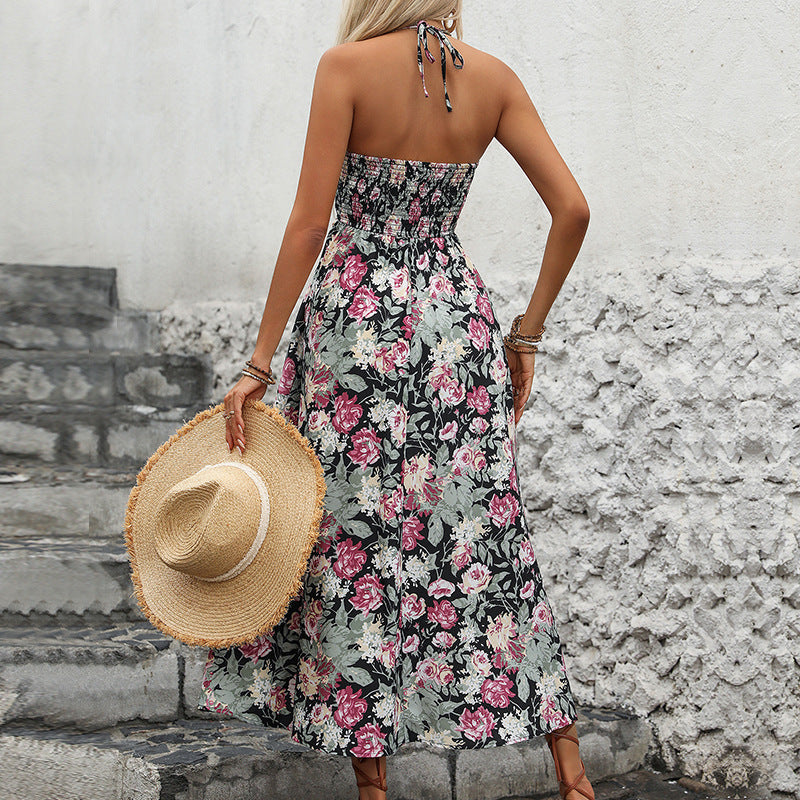Damen Maxikleid Florale Rüschendetails Verstellbare Träger Norvielle