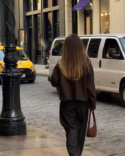 Damen Modische Jacke Norvielle Elegant Knöpfe Kontrastnähte