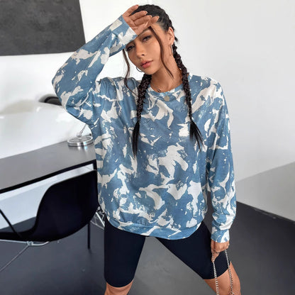 Damen Sweatshirt Camouflage Muster Übergroß Norvielle