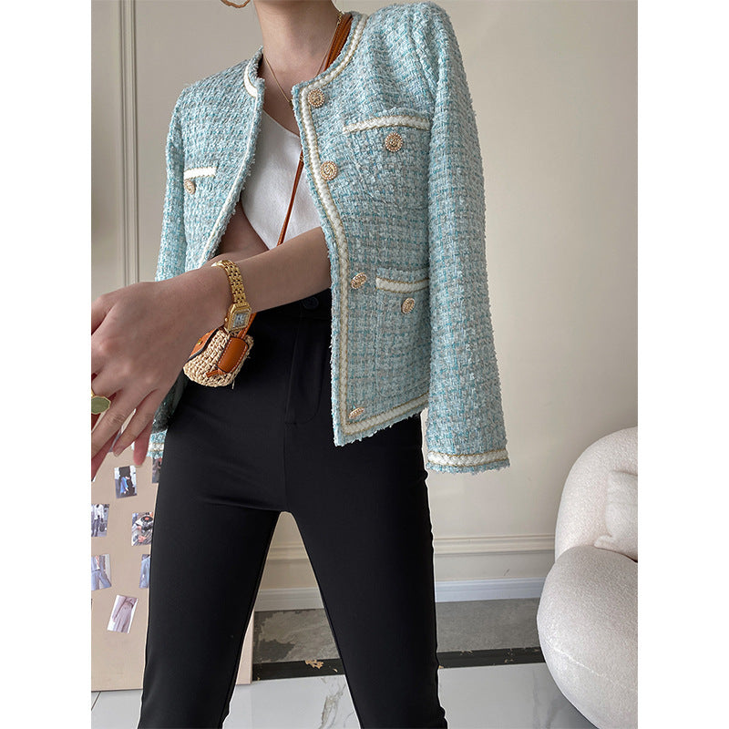 Damen Bouclé-Jacke Schmuckknöpfe Norvielle