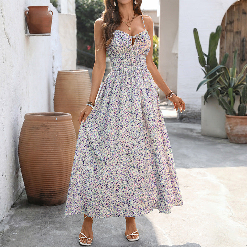 Damen Maxikleid Florales Design Verstellbare Träger Norvielle
