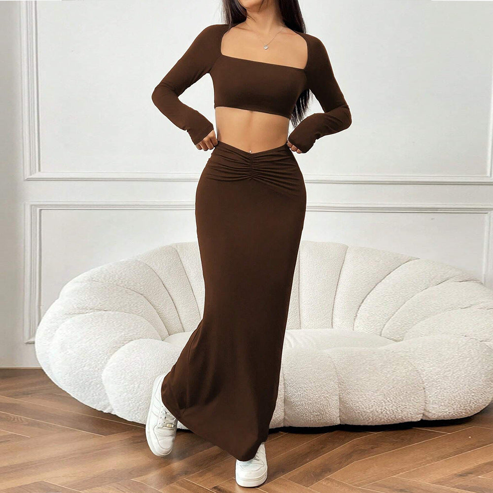 Damen Crop- und Maxirock Set mit Raffungen - Norvielle