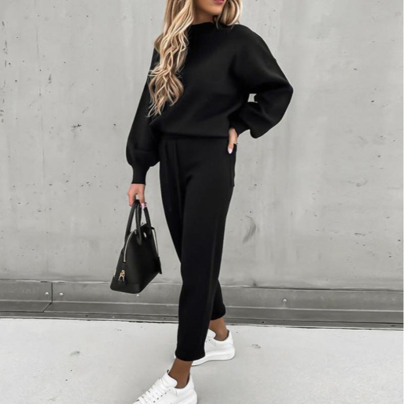 Damen Sportanzug Eleganter Kragen Weite Ärmel Norvielle