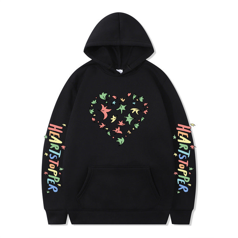 Damen Kapuzenpullover Herz- und Blattmotiv Norvielle