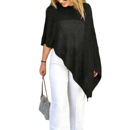 Damen Poncho Bluse Elegantes Design Beige