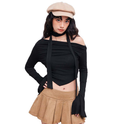Damen Oberteil Asymmetrisch Halterdesign Elegante Drapierung