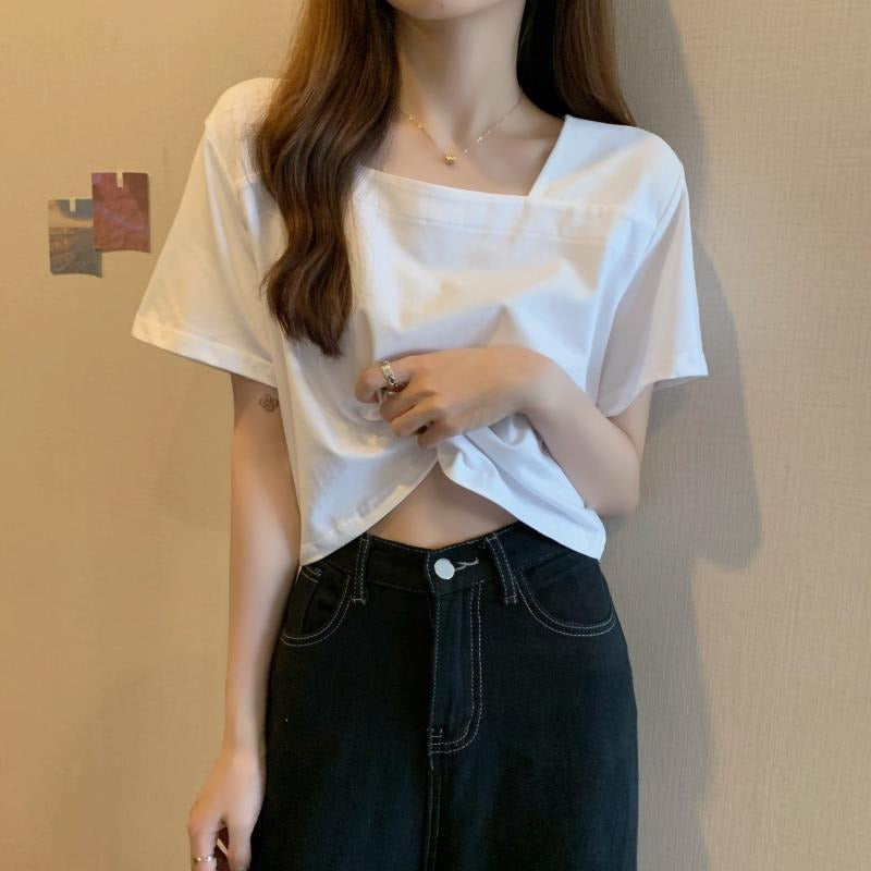 Damen Cropped T-Shirt Modern Norvielle