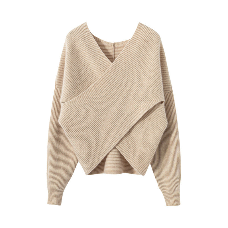 Damen Wickelpullover Modernes Strukturdesign Norvielle