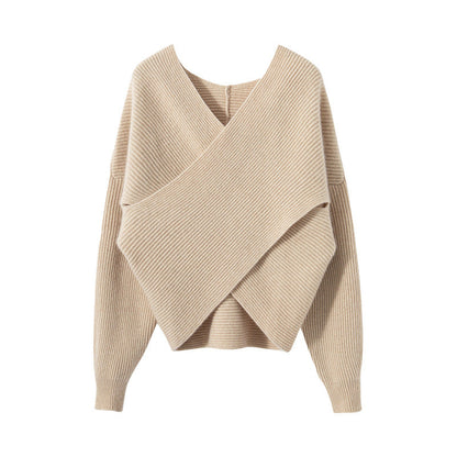 Damen Wickelpullover Modernes Strukturdesign Norvielle