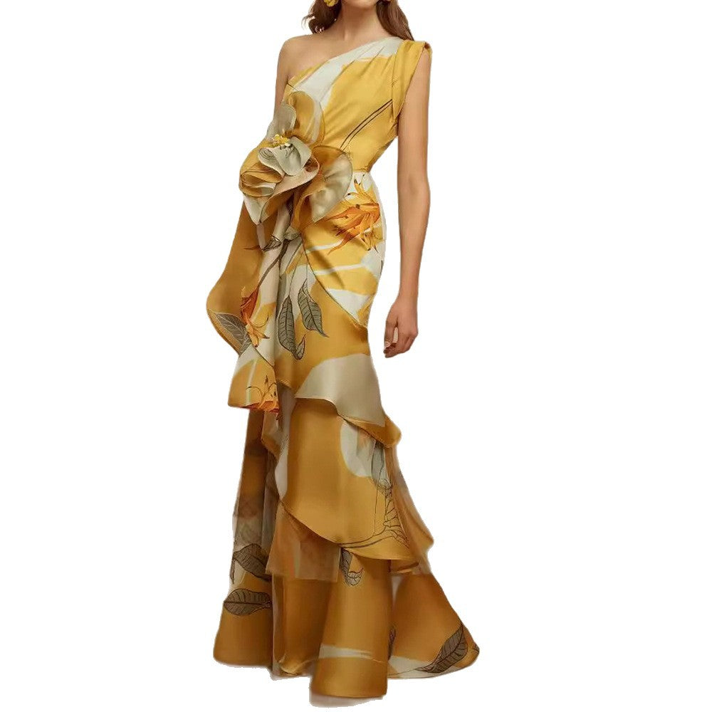 Damen Hochzeitskleid Asymmetrisch Floralmuster Norvielle
